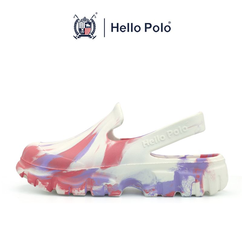 Hello Polo รองเท้าแตะ รองเท้าหัวโต รองเท้าแฟชั่น สีทูโทน ลายมัดย้อม กันน้ำ กันลื่น ฤดูร้อน เหมาะสำหรับผู้ชายและผู้หญิง รุ่น HP8025