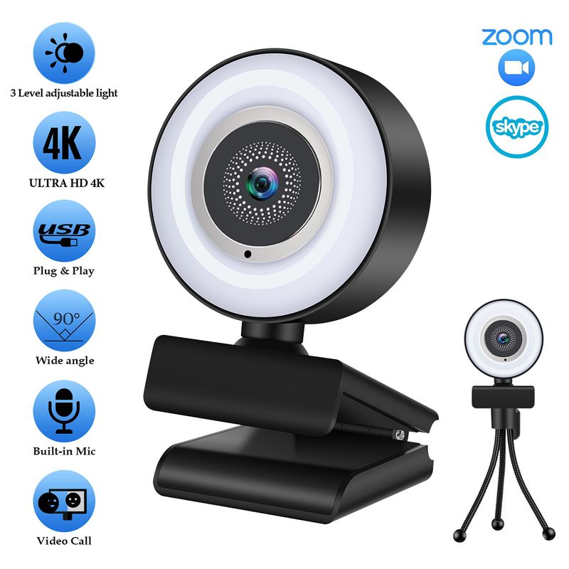 2K/4K Ultra HD Video Camera USB Live Computer Network Camera with Fill Light