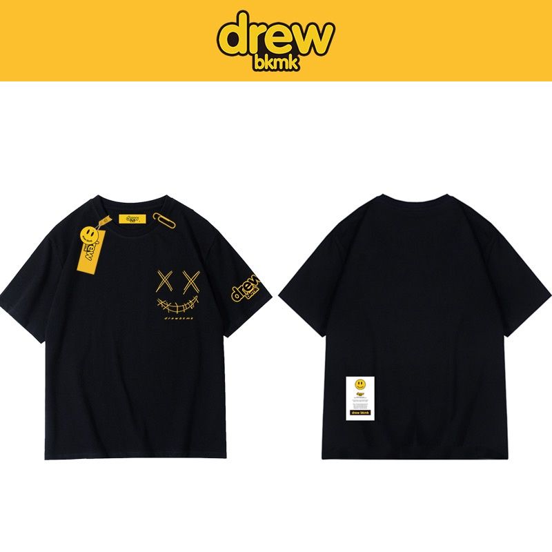 Drew Smiley Face เสื้อยืดแขนสั้น ทรงหลวม สไตล์ยุโรปและอเมริกา สําหรับผู้ชาย