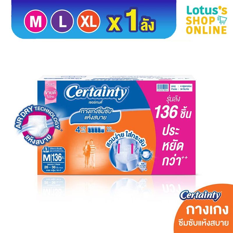 CERTAINTY เซอร์เทนตี้ กางเกงอนามัย เดย์แพนส์ ราคาประหยัด ลัง Super Save