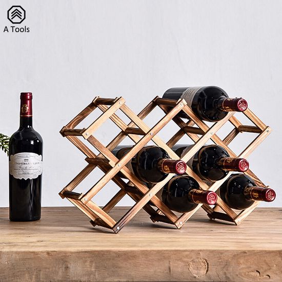 DANLE【จัดส่งฟรี】ที่วางขวดไวน์ ชั้นเก็บไวน์ Red wine storage rack ชั้นวางขวดไวน์ พับเก็บได้ ชั้นวางไวน์ ที่วางไวน์ ชั้นเก็บขวดไวน์ ชั้นเก็บขวดน้ำ ชั้นจัดเก็บขวดไวน์ เครื่องประดับตกแต่งบาร์ ชั้นวางขวด อิสระ Rack ชั้นวางไวน์แบบพับไม้เนื้อแข็ง ชั้นวางไว้นพัยบ