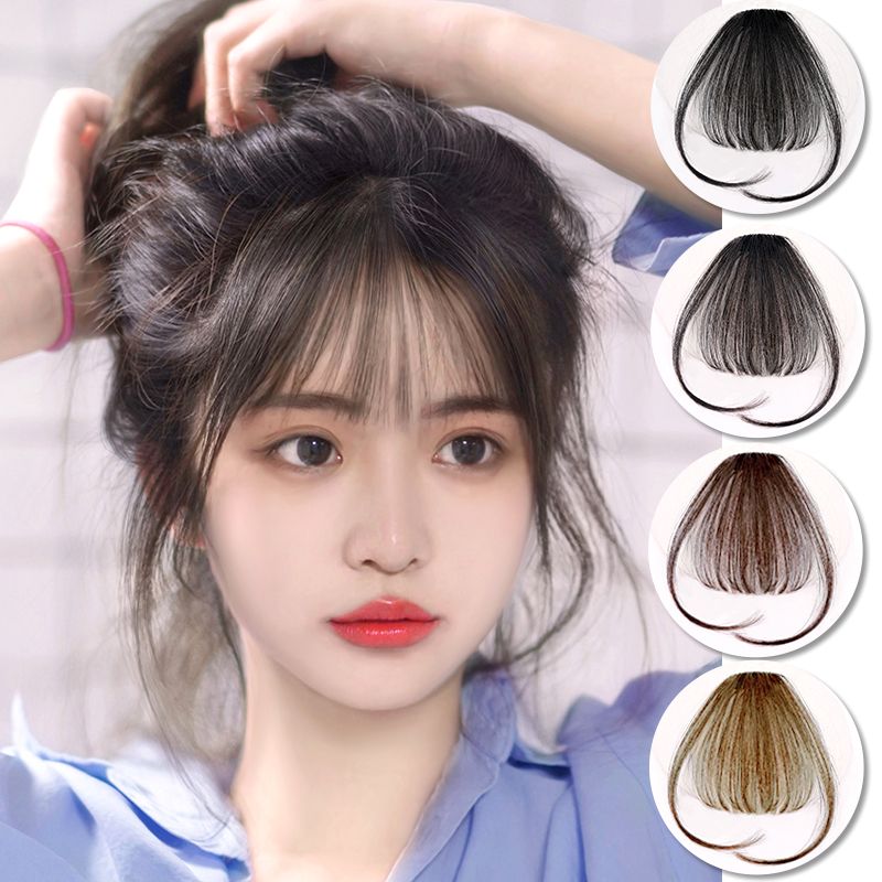 【พร้อมส่ง】3Dหน้าม้าบางๆ แอร์แบง ผมปลอมวิกผมผมแท้จริงๆ ผมม้าแบน น่ารักเกาหลี แฮร์พีช ดัดผมได้ด้วยไดร์เป่าผม Korean air bangs wig piece