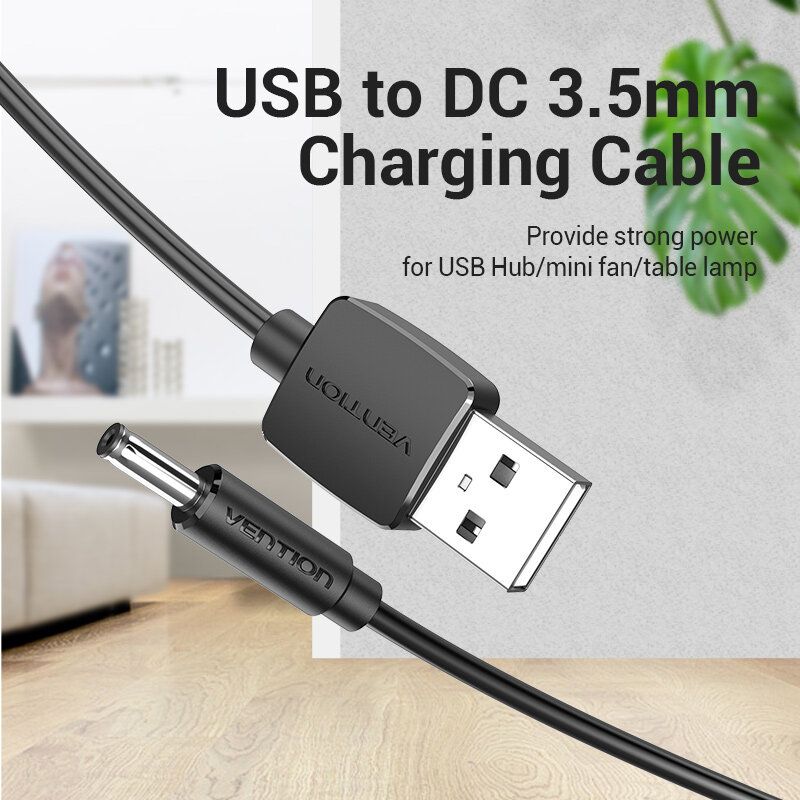 Vention USB to DC 3.5mm USB A Male to 3.5 Jack Connector 5V Power Supply Charger Adapter Power Cable for HUB USB Fan Power Cable