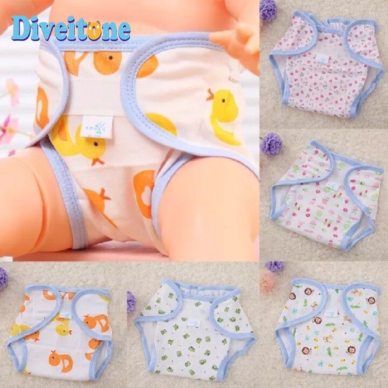 สำหรับทารกผ้าอ้อมผ้าฝ้าย Reusable 1Pcs ปรับเด็กชายหญิงแรกเกิด Baby Nappies ล้างการพิมพ์การ์ตูน Breathable