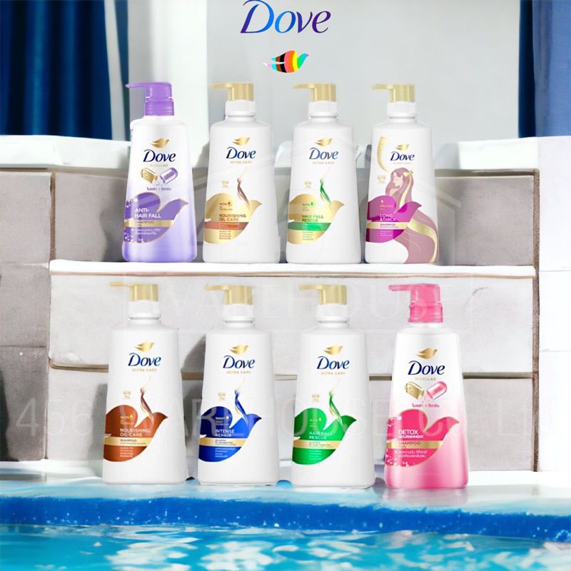 Dove สูตรใหม่‼️ แชมพู และครีมนวดผม โดฟ (หัวปั๊ม) ขนาด 410-430ml