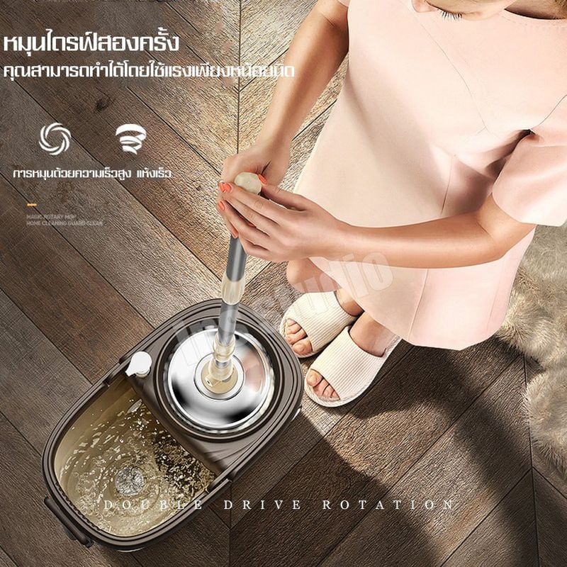 Spin Mop ไม้ม็อบ ม๊อบ ไม้ม๊อบ ไม้ม๊อบถูพื้น ถังปั่นไม้ม๊อบ ไม้ม๊อบดันฝุ่น Mop ไม้ม็อบถูพื้น ไม้ถูพื้นไมโครไฟเบอร์ ไม้ถูพื้นหัวสแตน