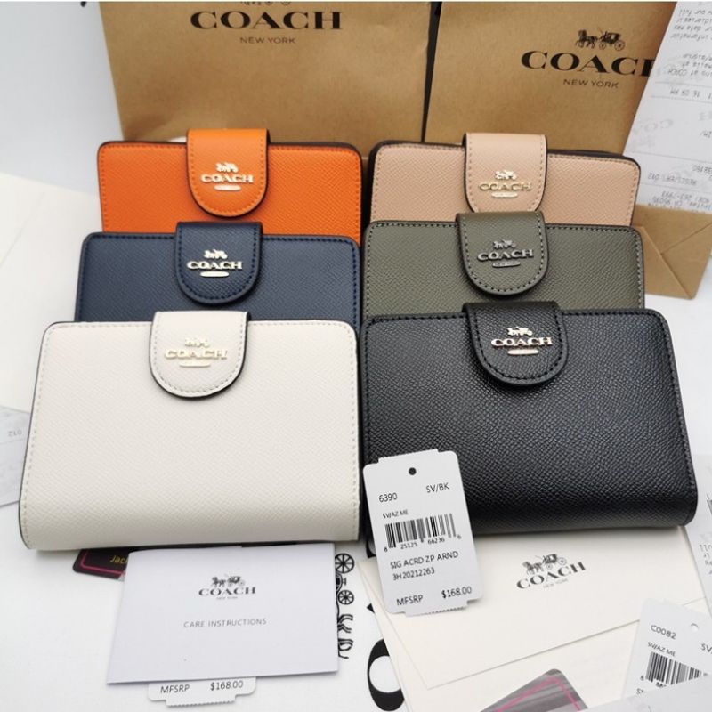 พร้อมส่ง🔥COACH กระเป๋าสตางค์หนัง ใบยาว แบบคลิปหนีบ กันรอยขีดข่วน สําหรับผู้หญิง C0082 C6390