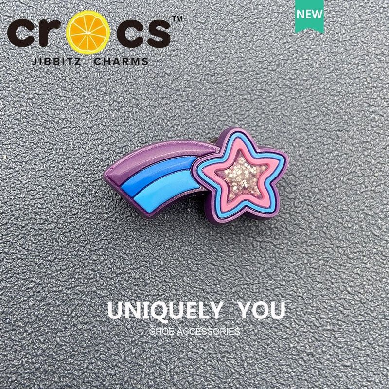 jibbitz crocs ของแทั อุปกรณ์เสริม จี้รูปดอกไม้ สีรุ้ง สําหรับตกแต่งรองเท้า