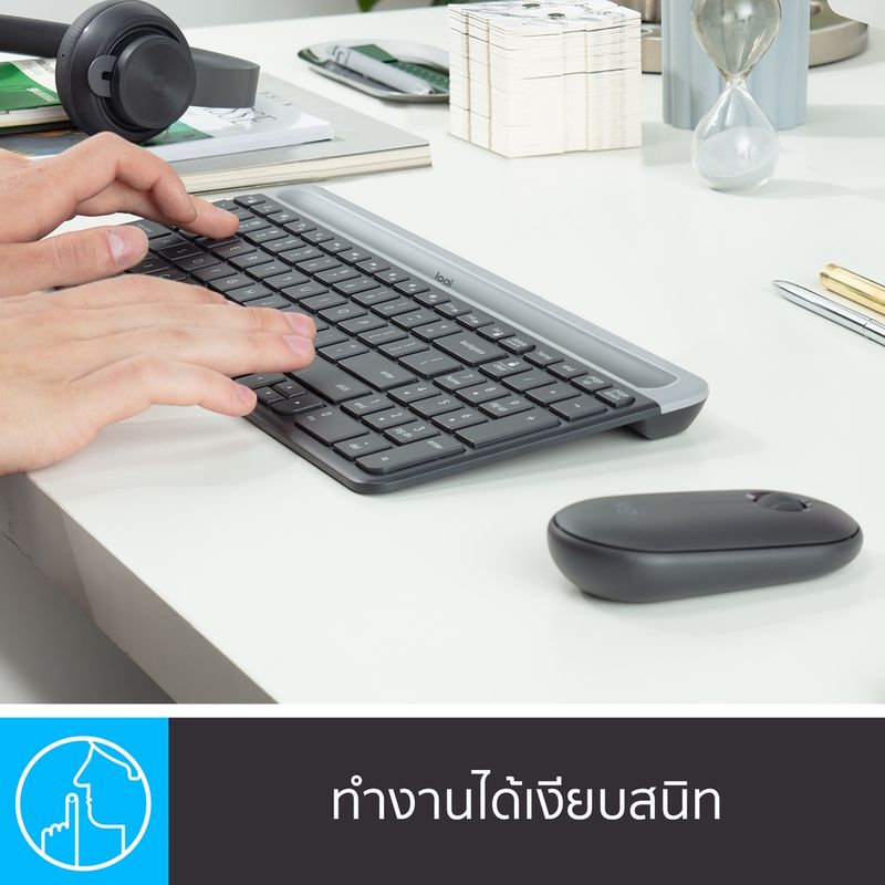 Logitech MK470 COMBO Wireless Mouse & Keyboard SLIM (มีทั้งคีย์แคป Th/En & คีย์ En)