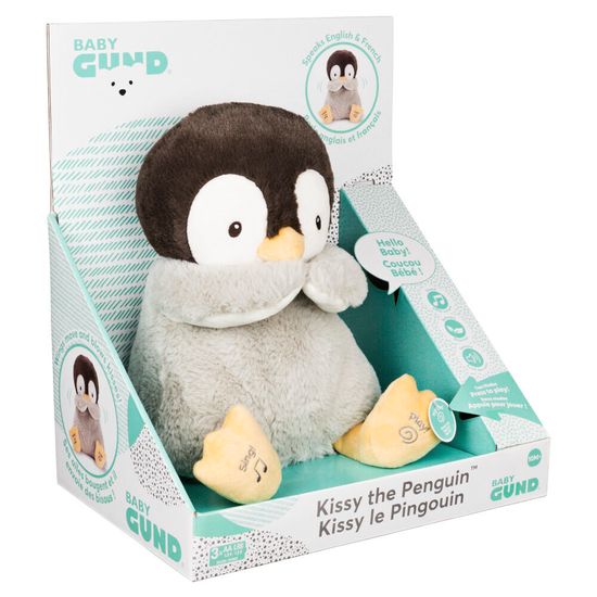 Gund Baby Animated Kissy The Penguin ตุ๊กตา ตุ๊กตาผ้าแพนกวิน มีเสียงพูดและเสียงดนตรี อ่อนนุ่มเป็นพิเศษ