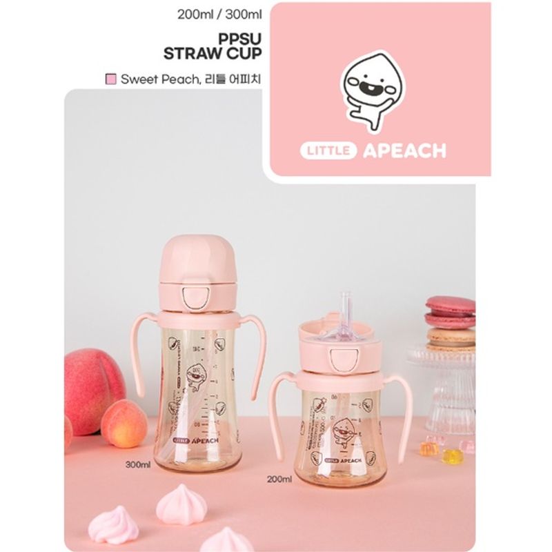 [Korea]🇰🇷 AUTHENTIC Grosmimi x KAKAO Straw Cup Feeding Bottleㅣ APEACH RYAN MUZI JAY-Gㅣ  Spill Proof no Spill Magic Sippy Cup with Straw with Handle for Baby and Toddler l WIDE NECKㅣ PPSU, BPA Free 200ml / 300ml CustomizableㅣReplacement Straw Nipple