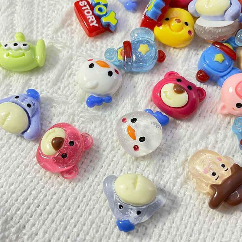 Rou Bao 20pcs เล ็ บของเล ่ นการ ์ ตูนสตรอเบอร ์ รี ่ หมี Winnie the Pooh น ่ ารัก Girly เรซิ ่ นเล ็ บ Art DIY Charms ตกแต ่ ง