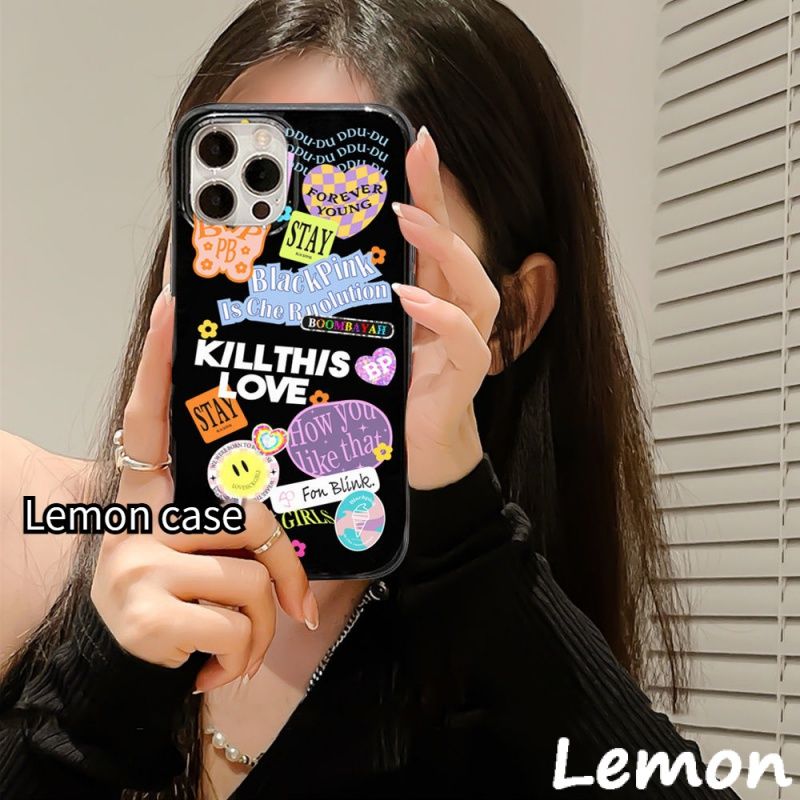 [Lemon] เคสโทรศัพท์มือถือ ลายเด็กผู้หญิง สีชมพู แวววาว สีดํา สําหรับ iPhone 14 14pro 14promax 14plus 13 13pro 13promax 7 8 7plus 8plus 11 12 XR XSMAX 12pro 11promax 12promax