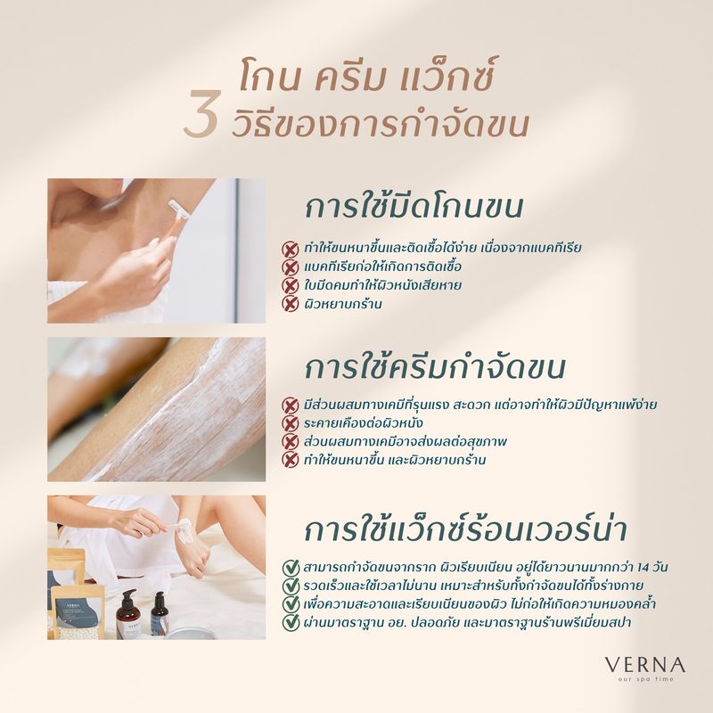 Verna Wax Rose 500g  Bikini / Brazilian / Underarm  (Coarse Hair) Soft Touch Hard Wax Beans Hiar Removal  แว็กซ์กำจัดขน เหมาะสำหรับ รักแร้ บิกินี่ ขนเส้นหยาบหนา