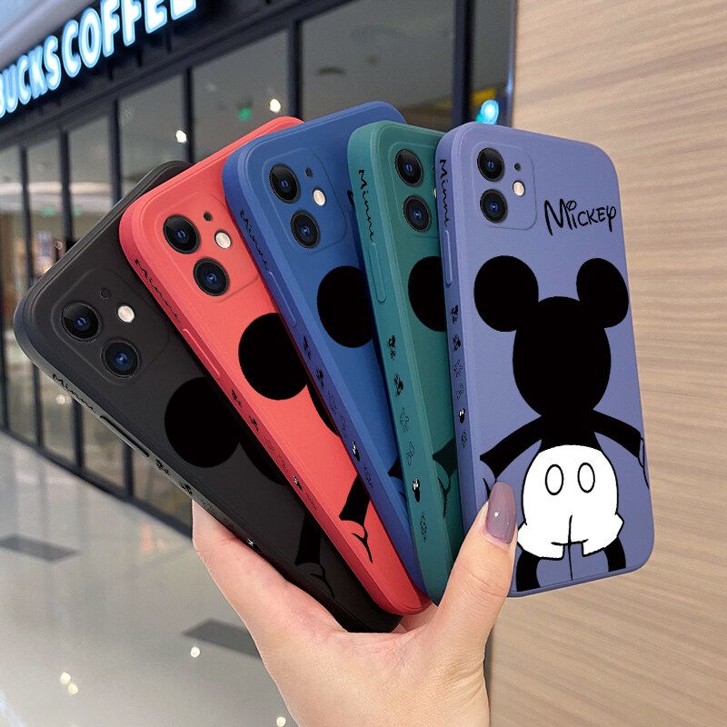 Yiเวปไซต์เคสสำหรับ OPPO A16 A16sเคสโทรศัพท์ซิลิโคนลายขอบสี่เหลี่ยมลายมิกกี้เมาส์น่ารักเคสกล้องเต็มตัวเคสป้องกันนิ่มกันกระแทก