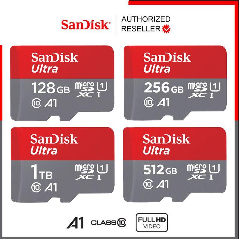 Sandisk Ultra Micro SD Card  128GB Speed 140MB/s, 256GB ,512GB Class10 A1Speed 150MB/s SDXC(SDSQUAC)