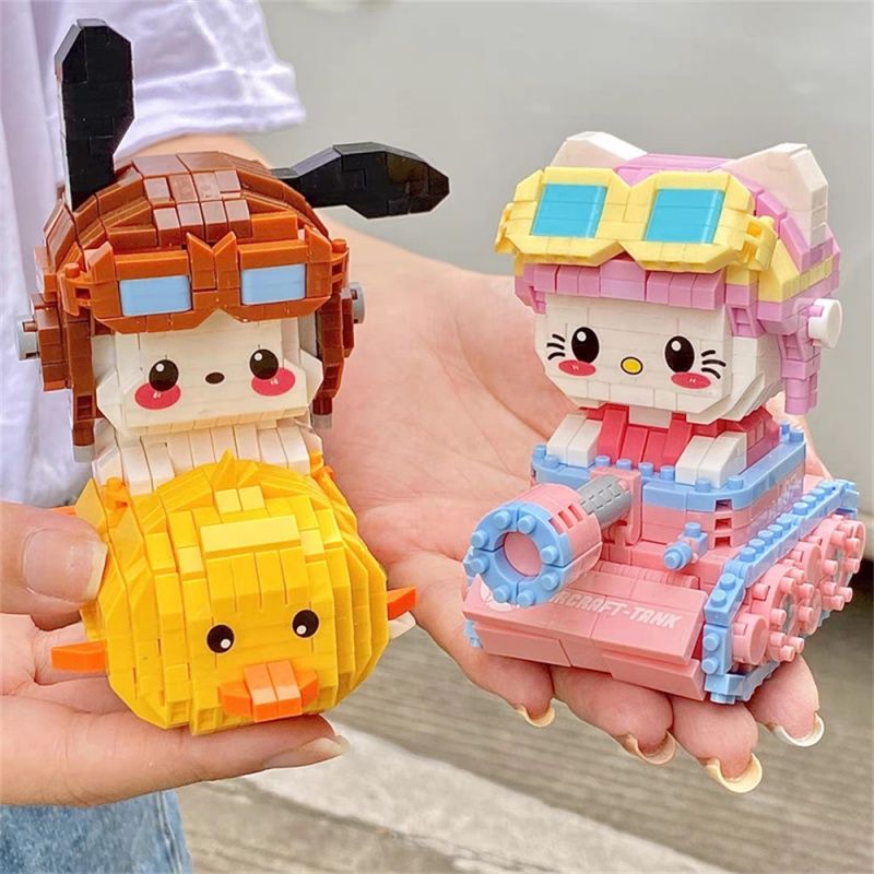 Kawaii Sanrio บล็อกตัวต่อ รูป Karting Kuromi Melody แฮนด์เมด ของเล่นเสริมการเรียนรู้เด็ก DIY