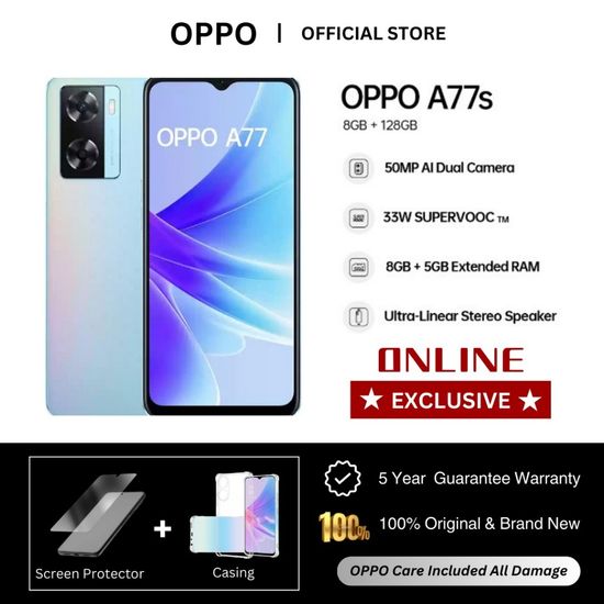 สมาร์ทโฟน OPPO A77S (8GB RAM + 128GB ROM) 6.56 นิ้ว Qualcomm SM6225 Snapdragon 680 4G 5000mAh