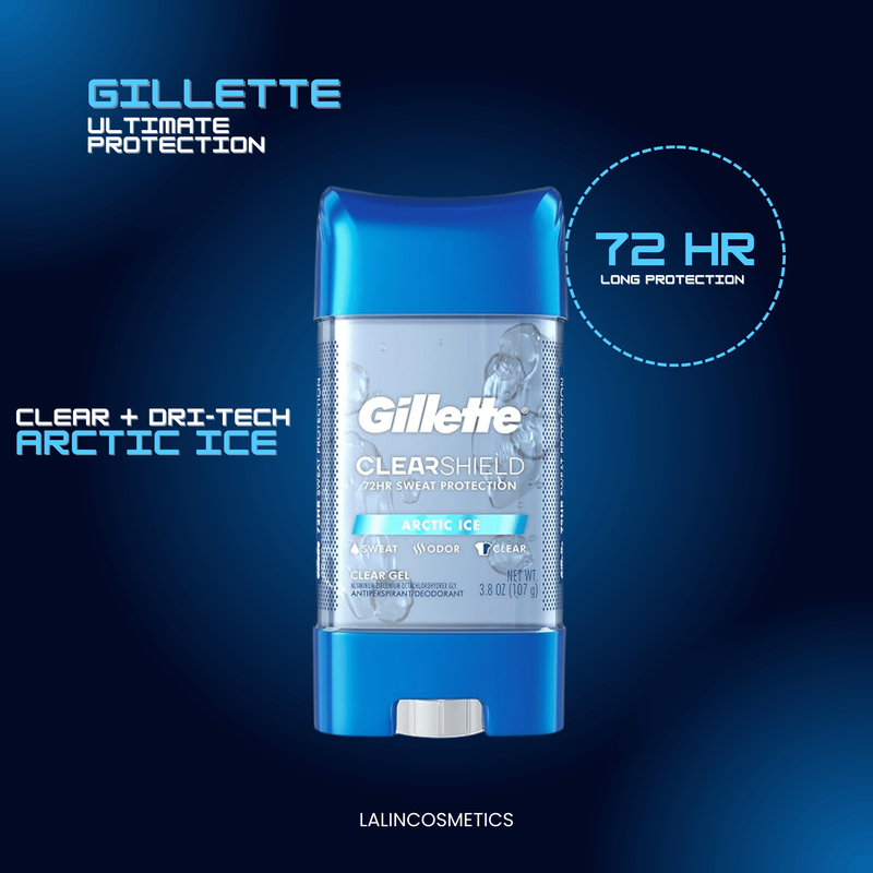 GILLETTE สูตร CLEAR + DRI TECH กลิ่น ARCTIC ICE โรลออน ระงับกลิ่นกาย ปกป้องยาวนาน สูตรเจล สินค้านำเข้าจาก USA ชองแท้ 100