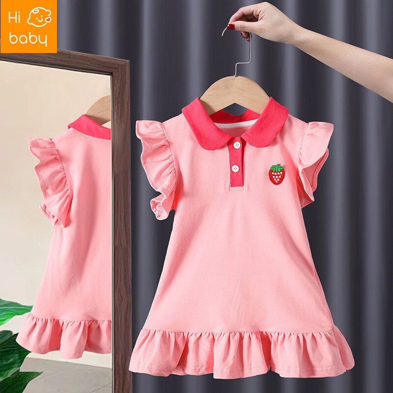 Girls Dress Summer 2022 New Children Fashionable Summer Clothing Princess Dress Childrens Preppy Style Polo Skirt