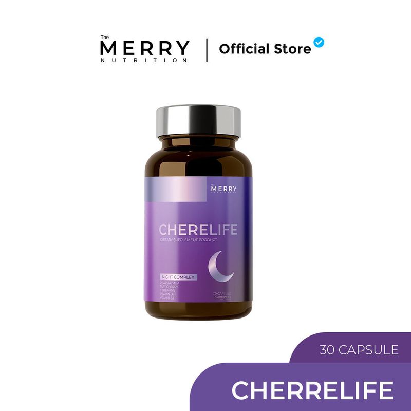 [1 กระปุก]Merry Cherrelife Night Complex: วิตามินเพิ่มคุณภาพการนอน(PharmaGABA Tart CherryL-TheanineNiacinamide B6) 1 กระปุก[รวม 30 Capsule]