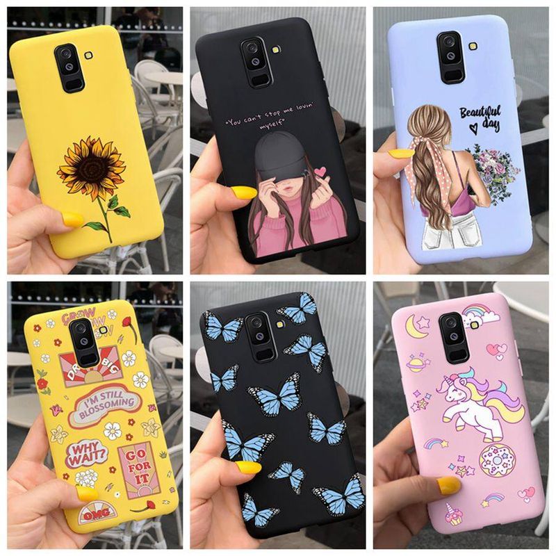 Samsung Galaxy A6 A6 Plus A6 + 2018เคสมือถือรูปผีเสื้อนุ่มเคสซิลิโคน TPU ป้องกันสำหรับ Samsung A6 + 2018 SM-A605F 6 2018ฝาครอบ