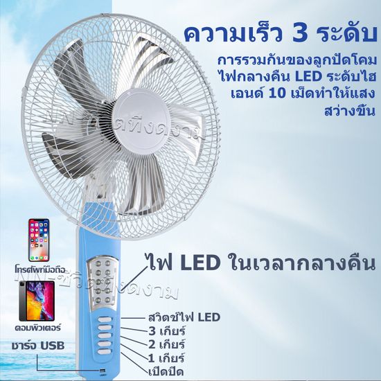 solar fan พัดลมตั้งพื้น16นิ้ว พัดลมโซลาเซลล์ พัดลมปรับระดับ พัดลมเหล็กตั้งพื้น พร้อมแผงโซล่าเซลส์ หลอดไฟ LED 2หลอด พัดลม 5ใบพัด เสียงเงียบ พัดลม ปรับระดับได้ 9ระดับ พัดลมไฟฟ้า พัดลมตั้งโต๊ะ