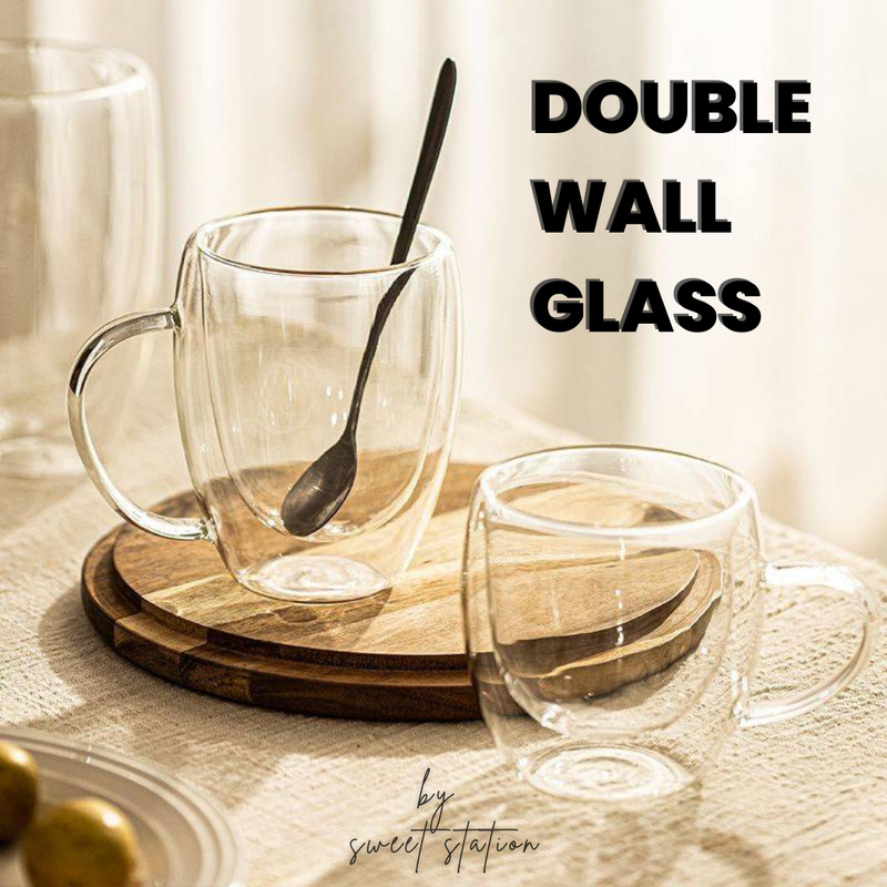 แก้วน้ำสองชั้น Double Wall Glass แก้ว แก้วน้ำ ขนาด 50-400ml. แก้ว2ชั้น มีผนัง2ชั้น ดีไซน์สวย แก้วมินิมอล แข็งแรง แก้ว ชา กาแฟ ทนความร้อนและเย็น