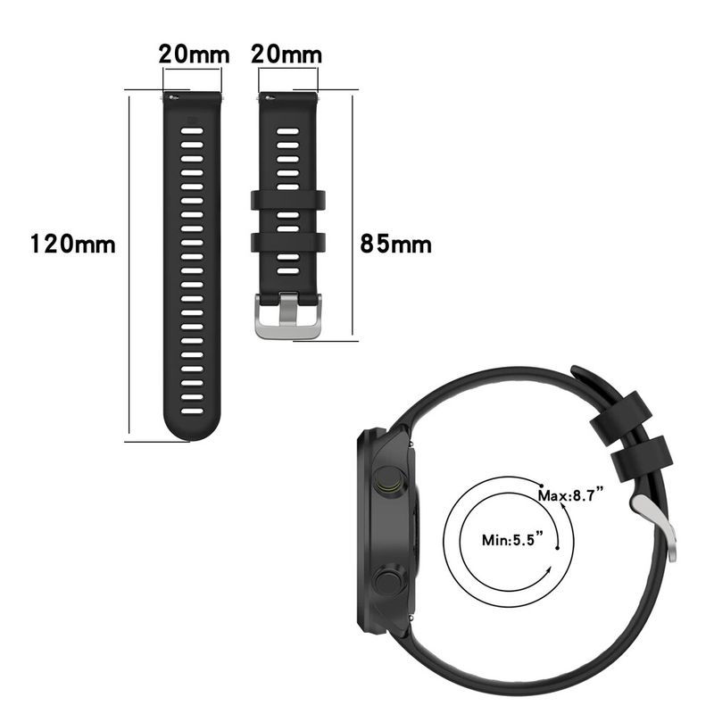 20mm ซิลิโคนเนื้อสายสำหรับ สำหรับ Garmin Forerunner 55 158 สายนาฬิกาข้อมือแบบนุ่มสบาย สายสำรองสายสำหรับ สำหรับ Garmin Forerunner 245 645 Music