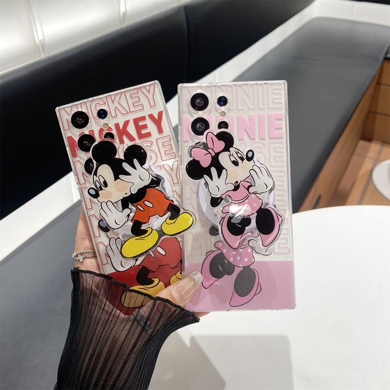 การ์ตูนน่ารัก Mickey Minnie Magnetic วงเล็บ ซองโทรศัพท์ Samsung Galaxy S24 Ultra S24 Plus S24 S23FE S23 Ultra S23 Plus S22Ultra S22Plus S21Ultra S21+ S21FE S20FE Note10Plus Note20Ultra Case เคสโทรศัพท์ใหม่ TPU ซิลิโคนอ่อนนุ่มป้องกันการตก เคสมือถือซัมซุ