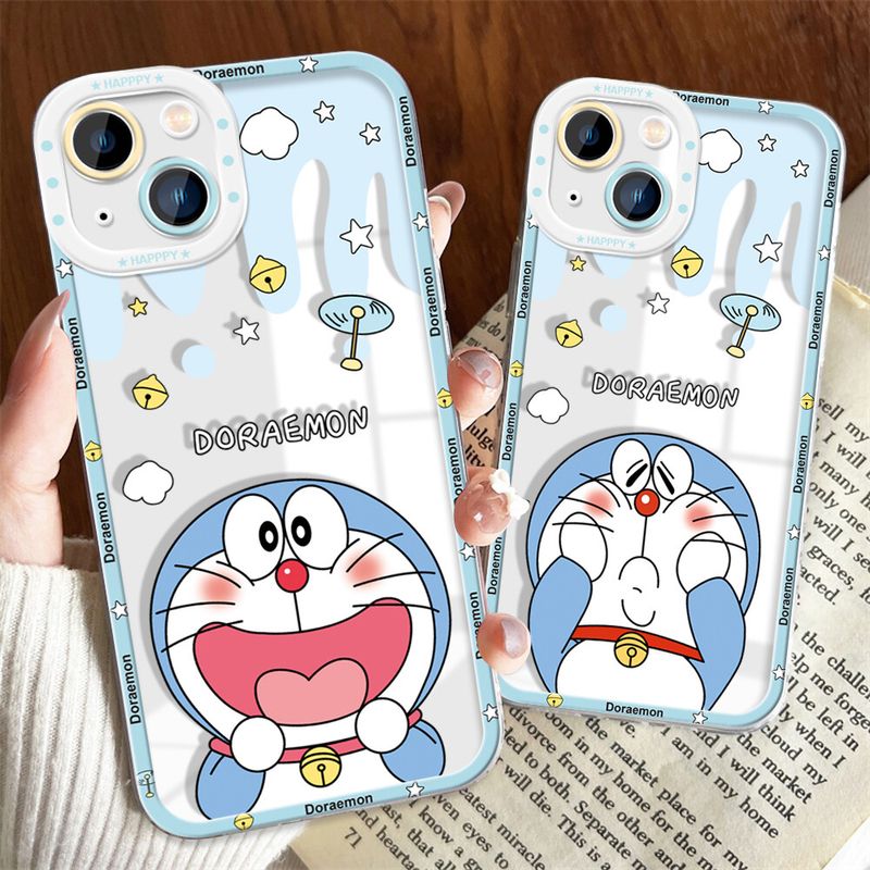 Hontinga เคส ใสสำหรับ OPPO A60 A16 A16K A16E A16S OPPO A15S A15 OPPO A12S A12 อนิเมะโดราเอมอนการ์ตูนซิลิโคนนิ่มป้องกันกล้องเคสยางกันกระแทกฝาครอบด้านหลังเคสโทรศัพท์เคสนิ่มสำหรับเด็กผู้หญิง