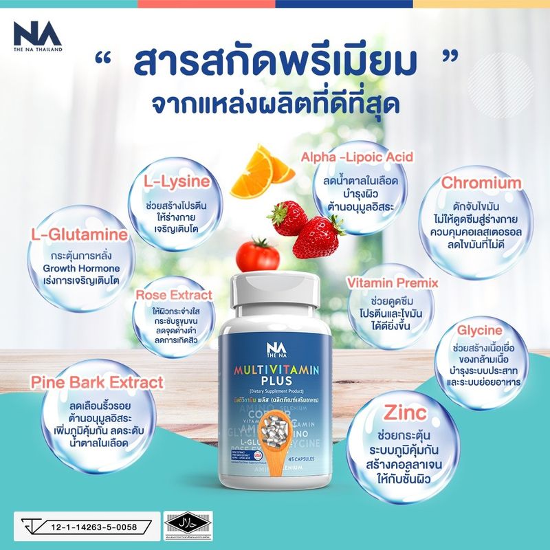 The Na Multivitamin Plus Dietary Supplement Product - เดอะนา มัลติวิตพลัส วิตามินเพิ่มน้ำหนัก เจริญอาหาร ระบบดูดซึมอาหาร