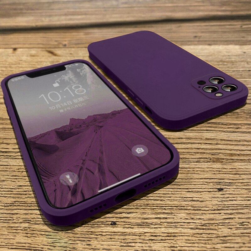 เคสซิลิโคนของเหลวทรงสี่เหลี่ยมสำหรับ IPhone 14 13 12 11 Pro Max Mini X XR XS 7 8 Plus SE 2ปกป้องเลนส์เต็มรูปแบบฝาครอบแบบนิ่ม