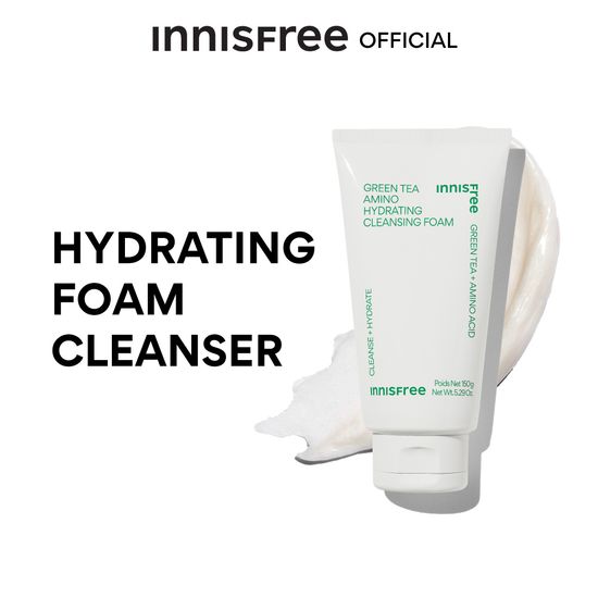 Innisfree Green Tea Hydrating Amino Acid Cleansing Foam 150g. อินนิสฟรี กรีนที ไฮเดรติ้ง อะมิโนเอซิด คลีนซิ่ง โฟม 150 กรัม