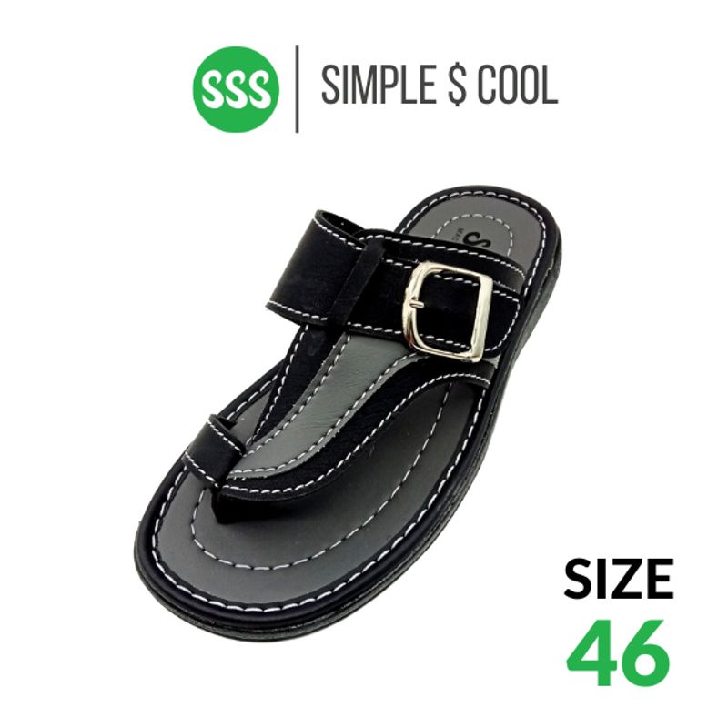 SSS Abbey5 (38-46) รองเท้าแตะผู้ชาย หนัง PU แบบหูหนีบ พื้นนุ่มใส่สบาย กันลื่น รองเท้าพระ