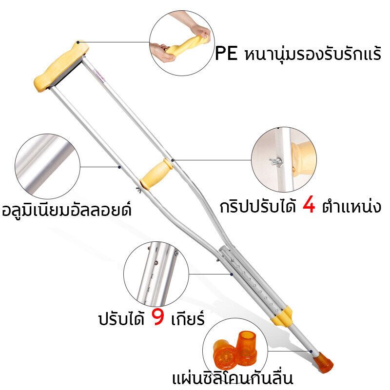 ไม้ค้ำยัน ไม้เท้าช่วยพยุง ไม้เท้าค้ำยันคู่ แบบปรับระดับได้ อุปกรณ์ช่วยพยุงเดิน เหมาะสำหรับ ผู้ป่วย ผู้สูงอายุที่มีปัญหาการเดิน Lifeisshe