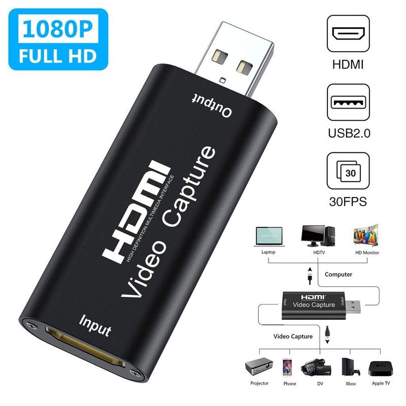 MINI Video Capture Card USB 2.0 HDTV Video Grabber บันทึกกล่อง FR PS4 เกมDVD กล้องวิดีโอ HD บันทึกกล้องทีถ่ายทอดสด JW-08