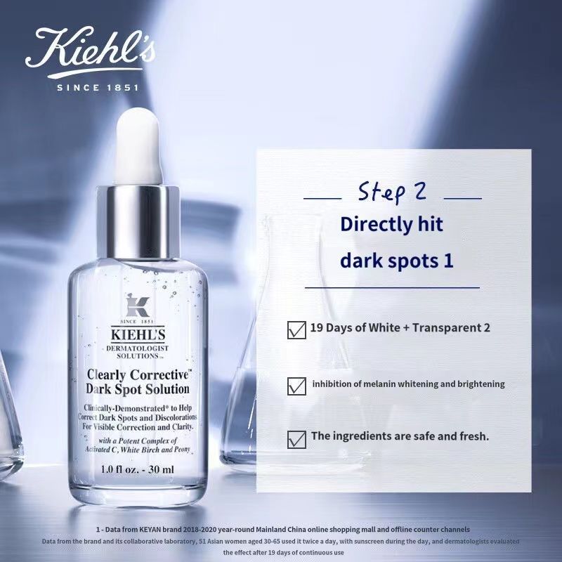 Authentic:คีลส์ Clearly Corrective Dark Spot Solution 50ml +Retinol Skin-Renewing Daily Micro-Dose Serum 50ml