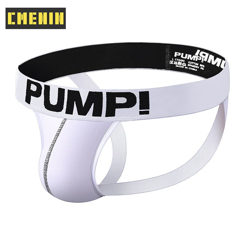 PUMP (1 ชิ้น) โลโก้ตาข่ายเซ็กซี่ผู้ชายชุดชั้นในทองบุรุษ jockstrap มาใหม่ T hongs และจีสตริงชุดชั้นใน cmenin นุ่ม S plice innerwear H600