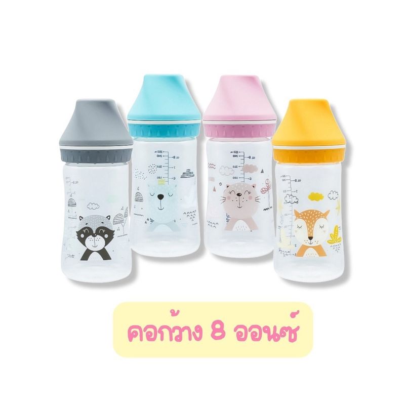 NUEBABE นูเบบ ขวดนม คอกว้าง บัดดี้เบบ ขนาด 4/8 oz(เลือกสีได้)