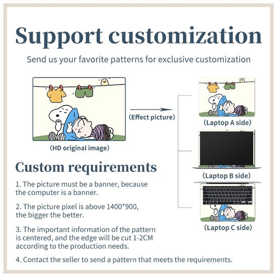 【3 ชิ้น】มือวาดน่ารัก PEANUTS Snoopy ออกแบบสากลแล็ปท็อปผิวกันน้ำกันฝุ่นน้ำมันวัสดุพีวีซีสติ๊กเกอร์แล็ปท็อป 12/13/14/15/17