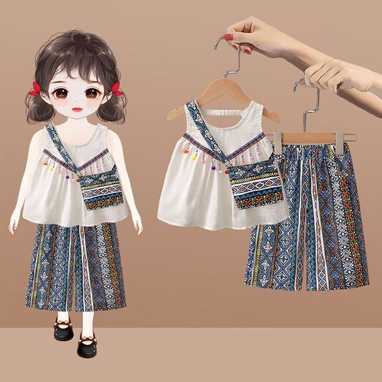 Girls Vest Suit Dopamine Wear Western-style Summer Womens Baby Thin Ethnic Fashionable Childrens Cool Summer Dress