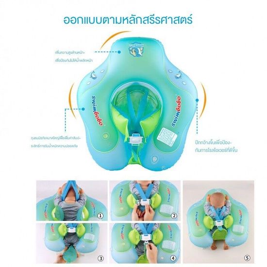 POPO ห่วงยางเด็ก ห่วงยางว่ายน้ำ เหมาะกับเด็ก 3 เดือน - 5 ขวบ ห่วงยางพยุงตัว รุ่นพิเศษ ป้องกันพลิกคว่ำ มีสายคล้องหว่างขา