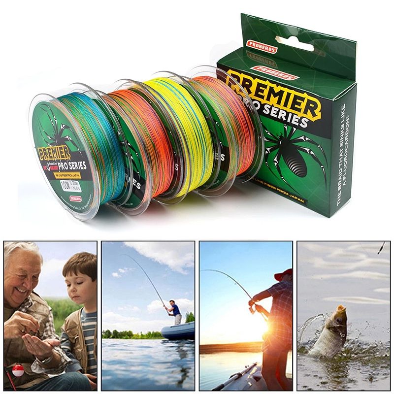 สายPEถัก4 PROBEROS  สายพีอี หลากสี เหนียว ทนทาน ยาว100 เมตร เอ็นตกปลา FISHING LINE