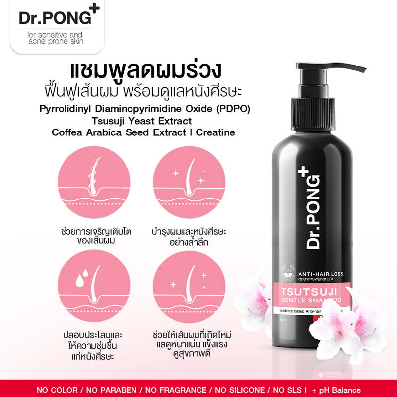 Dr.PONGแชมพูลดผมร่วง เพิ่มวอลุ่ม anti-hairloss shampoo - 2 in 1 shampoo x conditioner ปริมาณ 200 ml