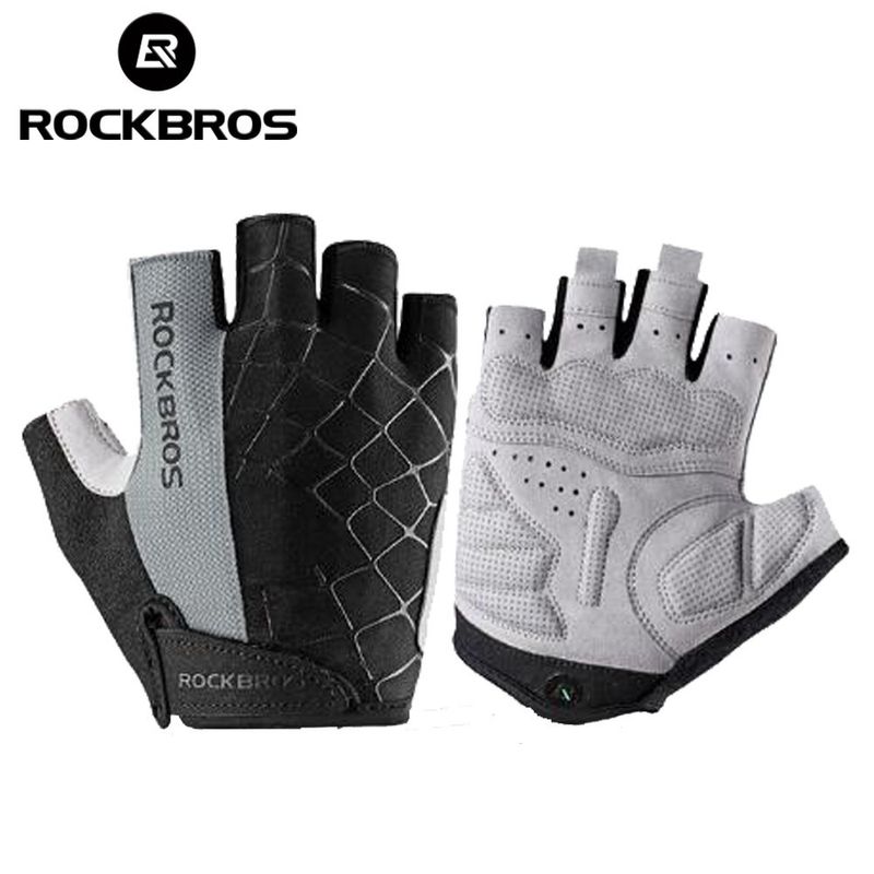 [Fulfilled by Shopee]ROCKBROS Half Finger Gloves Shockproof Breathable MTB