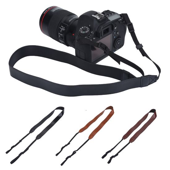 【ผลิตภัณฑ์ยอดนิยม】 Universal หนัง Camera Shoulder Strap PU สามารถปรับได้ Camera คอบ่าไหล่สายคล้องอุปกรณ์เสริมการถ่ายภาพ