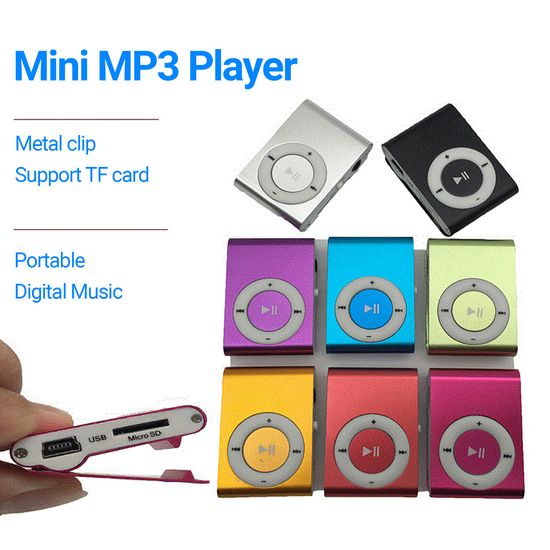 เครื่องเล่นขนาดเล็ก MP3แบบพกพาช่องเสียบการ์ด TF คลิปโลหะ USB กีฬาเพลงดิจิตอล Walkman สำหรับวิ่งเครื่องเล่นดิจิตอล