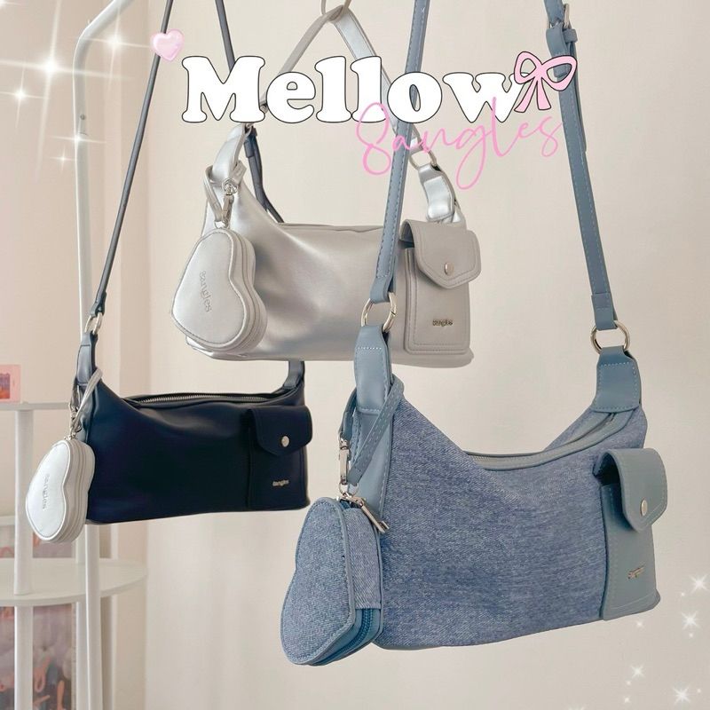 🫶🏻รุ่น mellow มีสาย2แบบ แถมฟรีกระเป๋าหัวใจ💖 D047