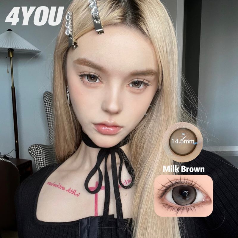 4you (COD&Free gift) 【grade lens】คอนแทคเลนส์ ขนาดใหญ่ 14.5 มม. 2 ชิ้น สายตาสั้นตามใบสั่งแพทย์ Dipter(0~-8.00)